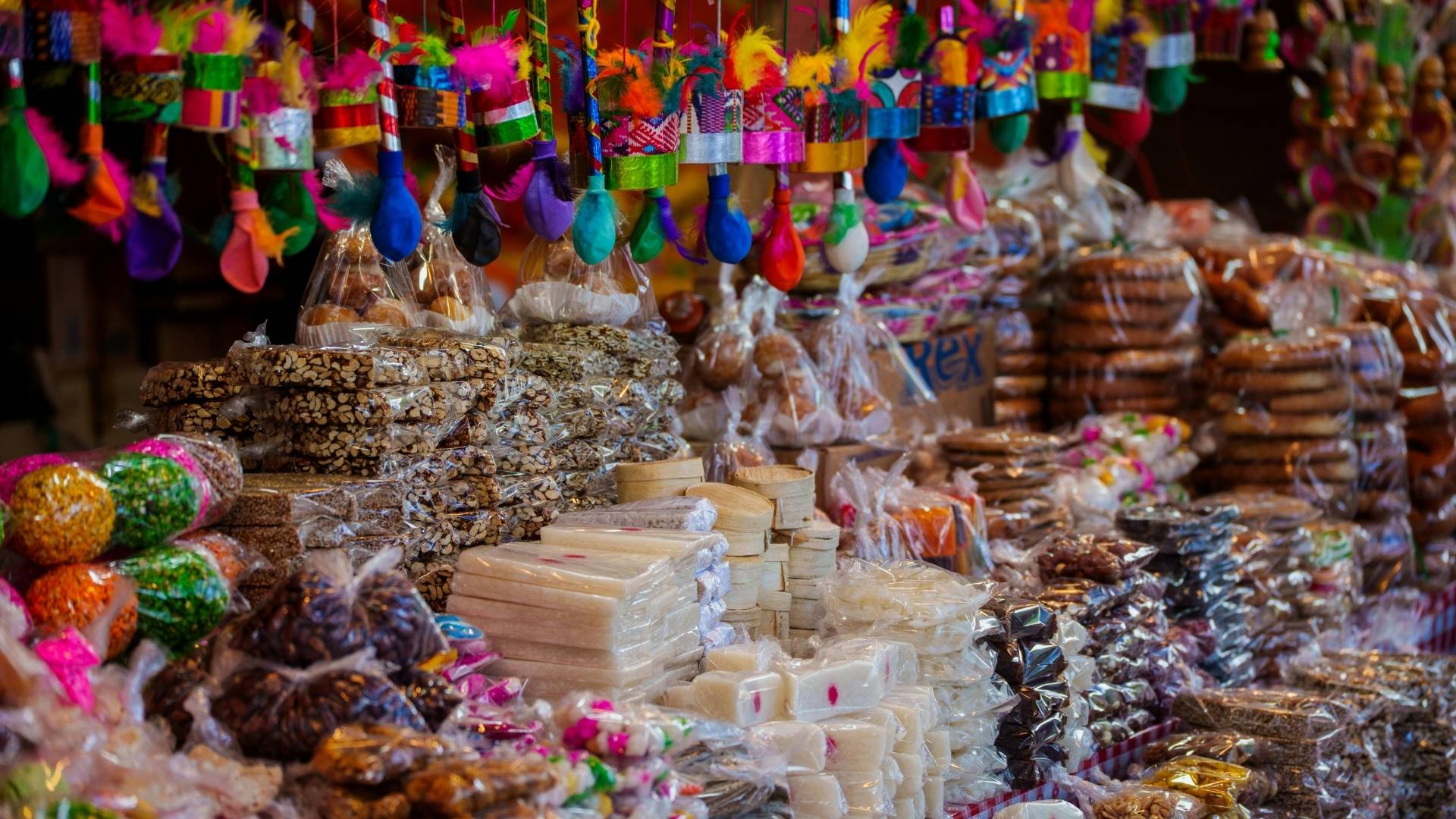 Bustling local market scene